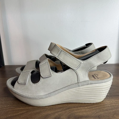 Sandali con zeppa Clarks Reedly Juno in pelle tortora taglia 9 5