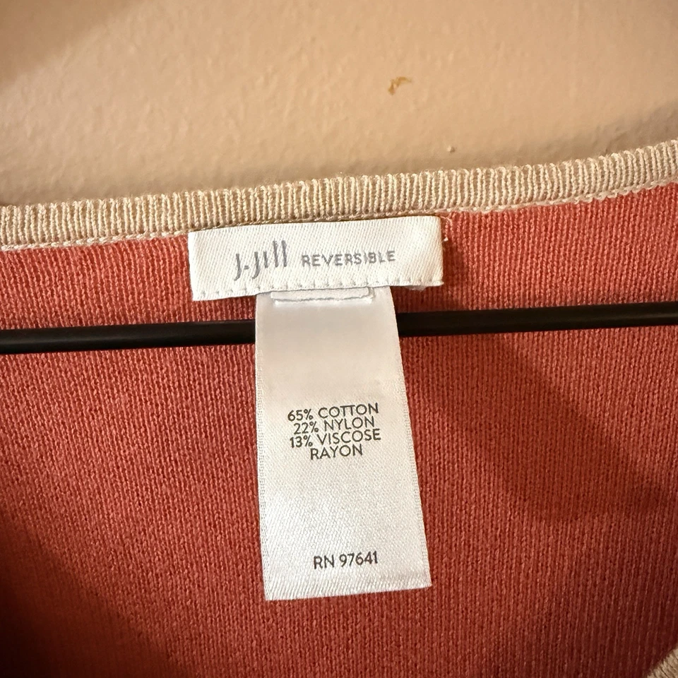 J.Jill Suéter Reversible Beige Naranja Talla Pequeña Oficina Negocios Informal Cápsula Foto 4 de 4