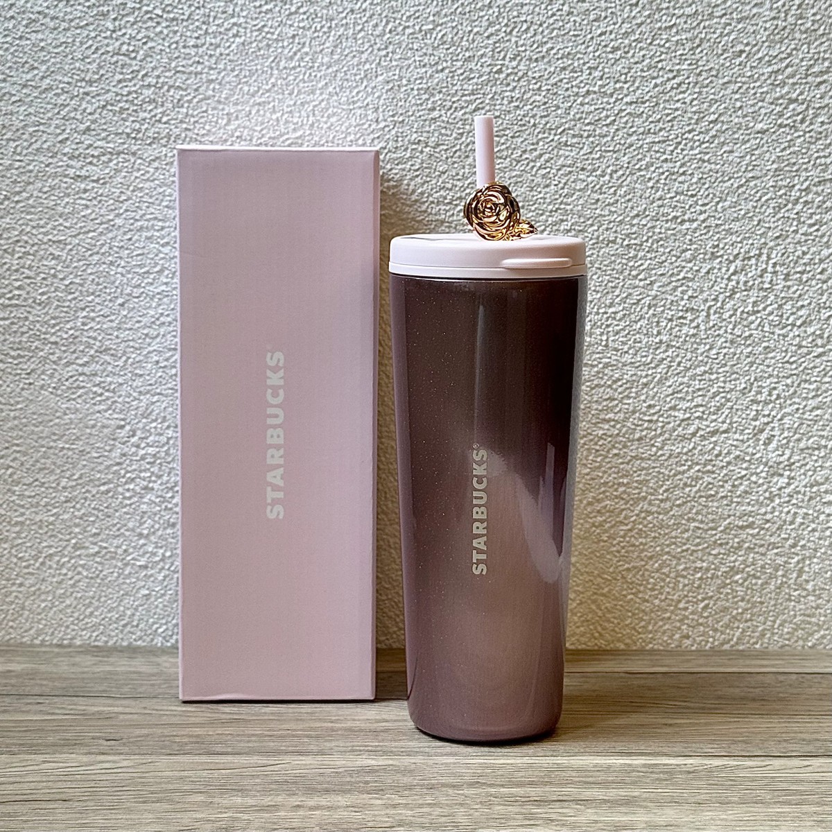 Starbucks China 026 Rose Garden 22oz SS Cat Eye Straw Tumbler Pink