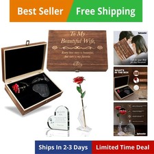 Anniversary for Wife Engraved Wooden Gift Set 'To My Beautiful Wife' Includes...