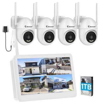 Jennov 5MP Videoüberwachung System WLAN Bewegungserkennung IP66 1TB Festplatte