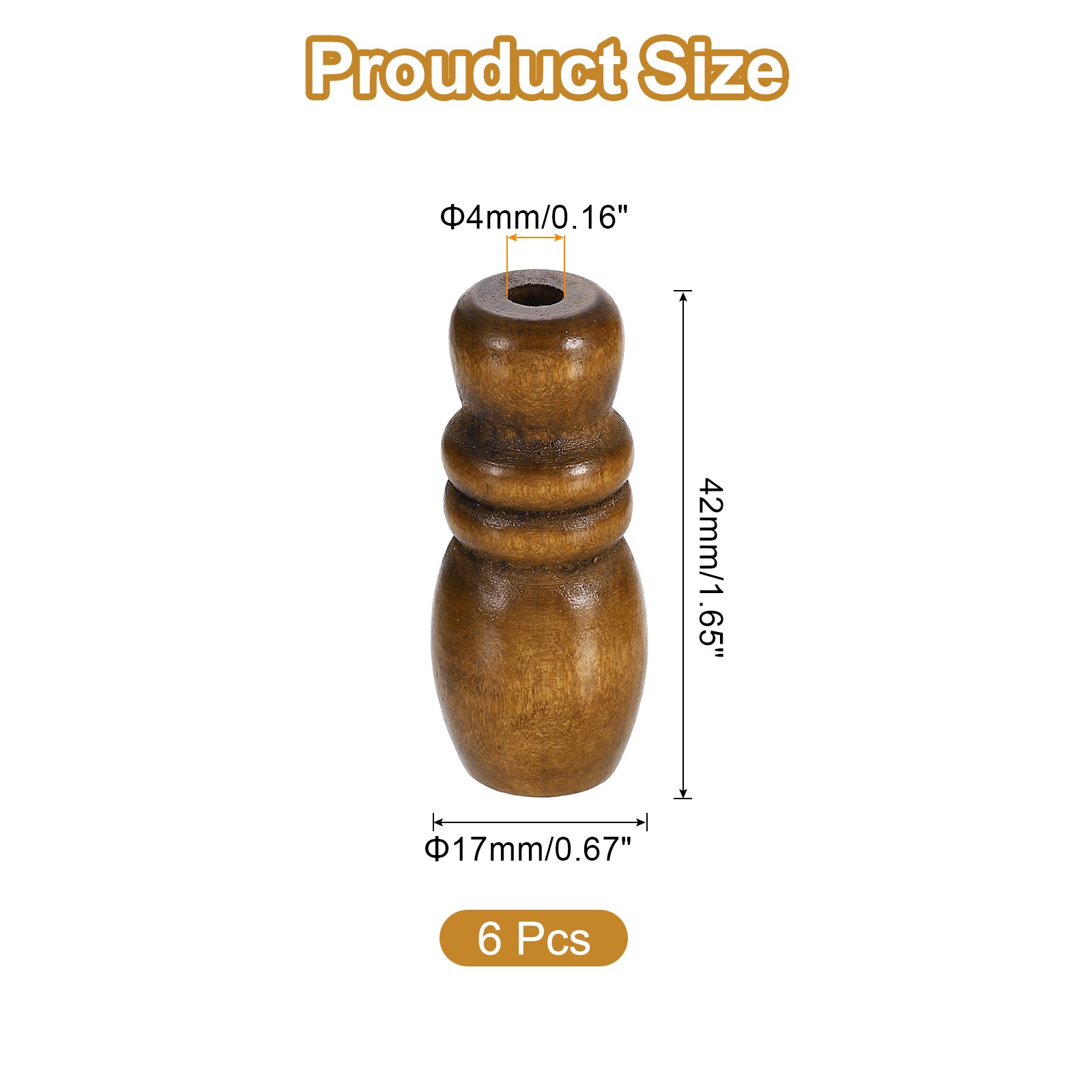 Cord Knobs, Brown Wooden Cord Tassel Drops Pull End for Window, 1.65x0.67" 6Pcs