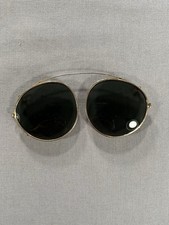 Vintage Clip On Oval Gold Frame Sunglasses Fine Scratches
