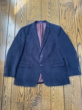 Alan Flusser Men's Corduroy Navy Blazer XL Paisley Lining