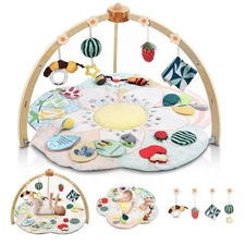 Baby Play Gym & Activity Mat, 5 Developmental Zones Tummy Time Mat with 4 Detach