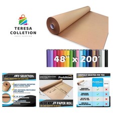 PerkHomy 48" x 2,400" 200' Brown Kraft Paper Roll for Craft Bulletin Board Pa...