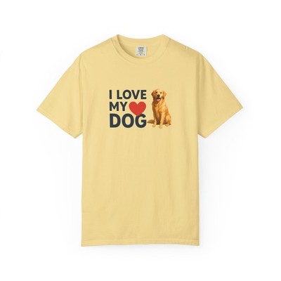I Love My Dog Golden Retriever T-Shirt | Heart Puppy Design Comfort Colors