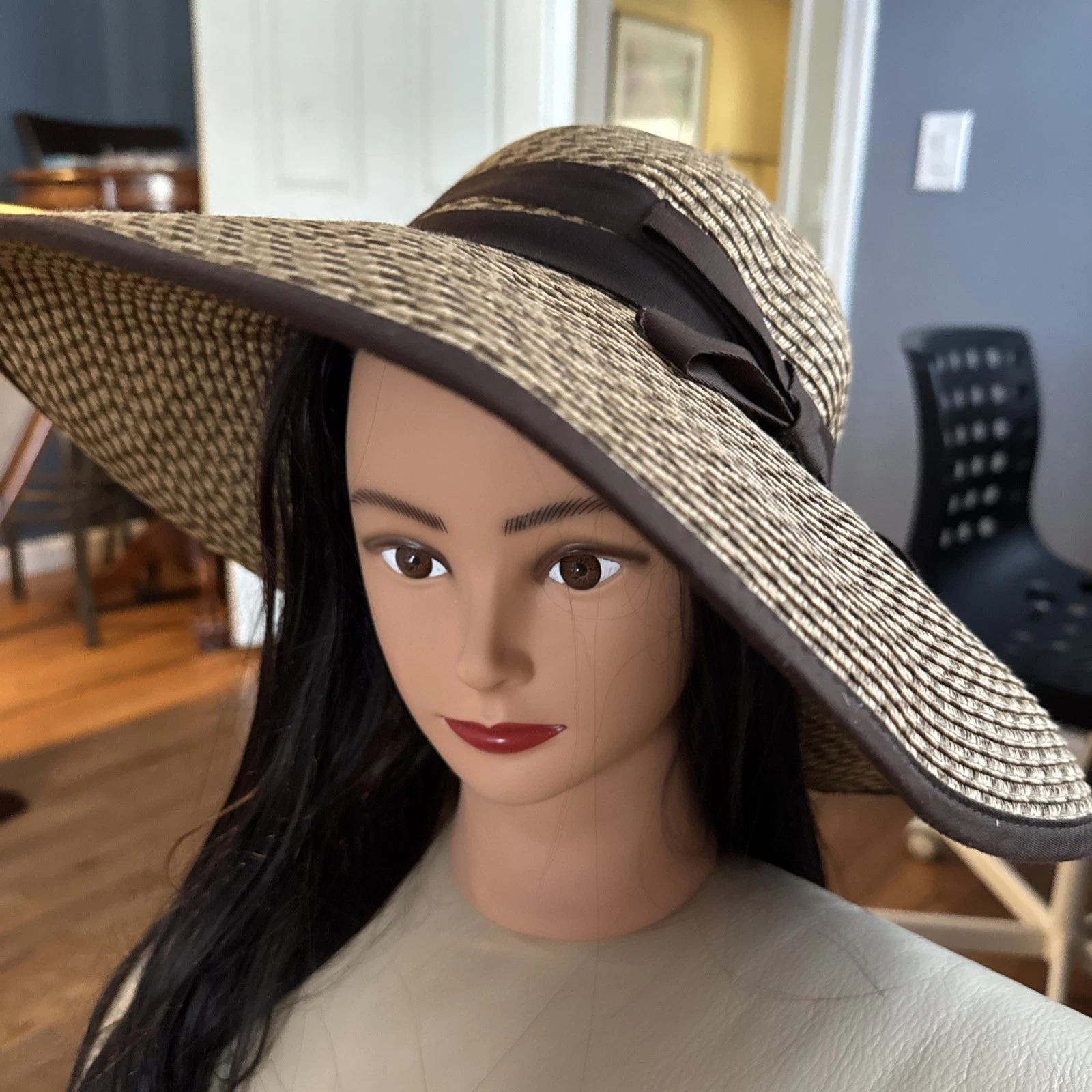 Obagi Medical Women's Sun Hat Wide Rim Paper Straw/Poly/Cotton 17” Brim