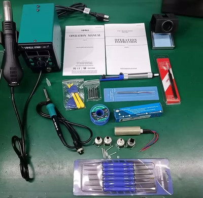 YIHUA 8786D-I 2-in-1 Hot Air Soldering Desoldering Rework Station Color Green