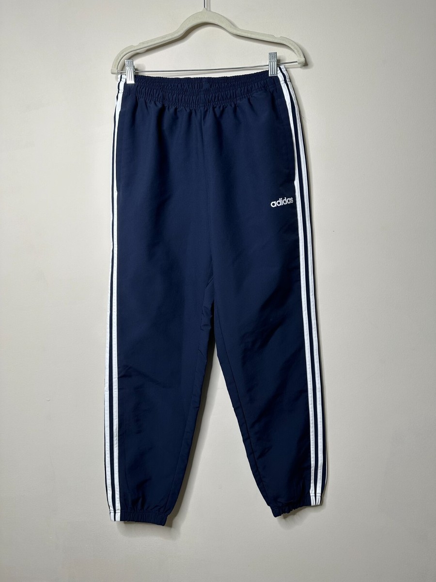 Adidas Blue Polyester Shell 3-Stripe Jogger Pants Men's Medium