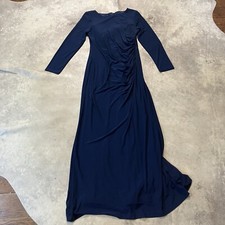 Adrianna Papell Evening Dress Womens 10 Navy Blue Long Maxi Beaded Back Jersey