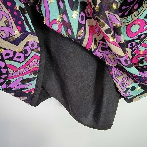 Tibi Floral Paisley Metallic Silk Shift Mini Dress SZ 6 - Picture 8 of 11