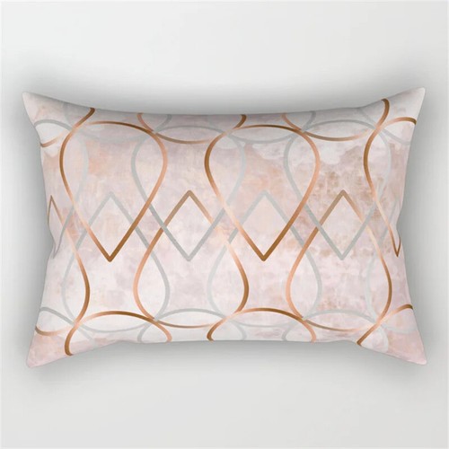 Marble Geometric Polyester Pillowcase Rainbow Gold Line Art Cushion Cover Stripe - Picture 43 of 71