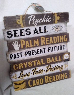 Novelty Psychic Fortune Teller Palm Reader Hanging Sign Mystic Shop Crystal Ball