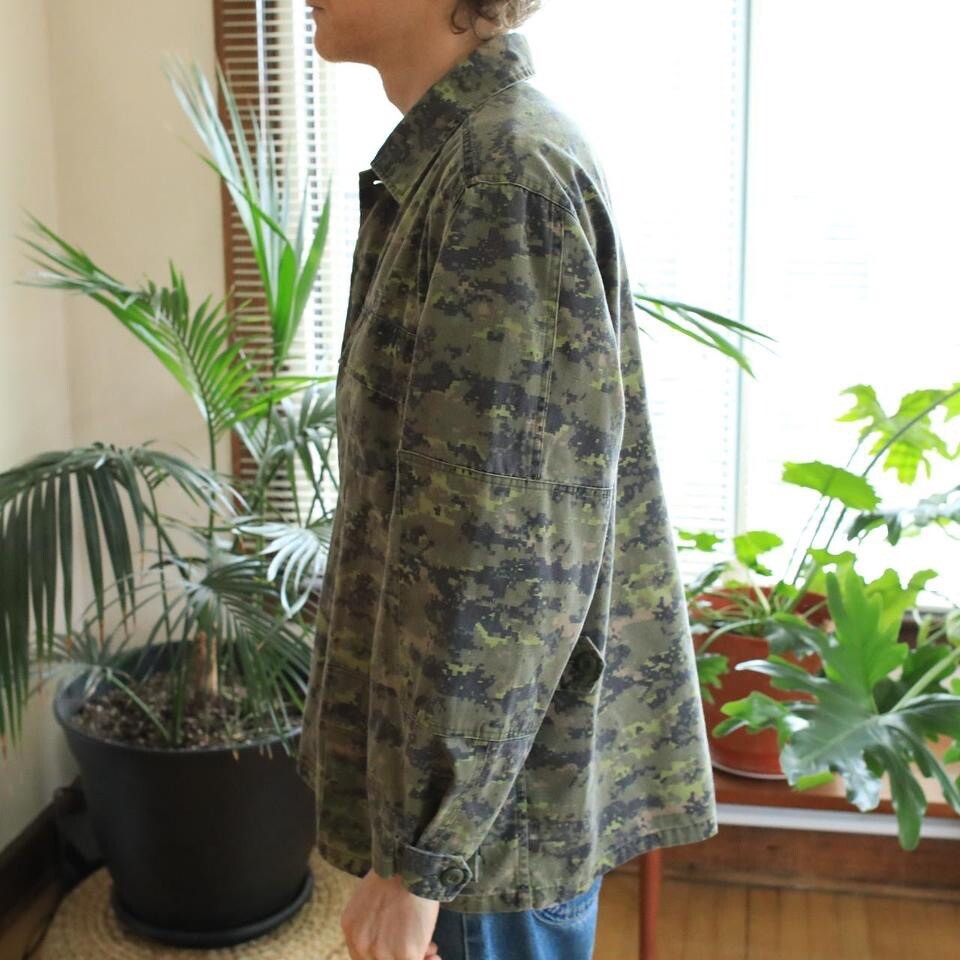 Army Jacket Grunge Pixel Camo Y2K Skater Green Button Up