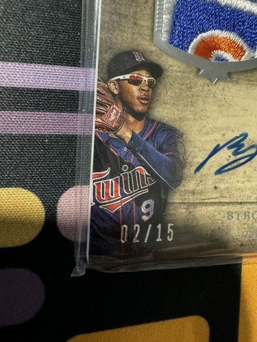 2014 Topps Bowman Inception BYRON BUXTON MIGUEL SANO Dual Patch Auto /15 - Picture 3 of 3