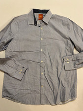 Penguin Shirt Men's 34/35 Slim Fit Long Sleeve Button Up Blue Pattern