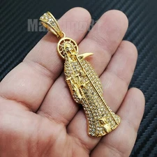 Hip Hop Stainless steel Iced Lab Diamond SAINT DEATH SANTA Fashion Charm Pendant