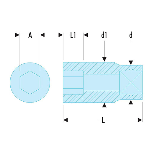 Facom 1/2" hexagon socket 15 mm
