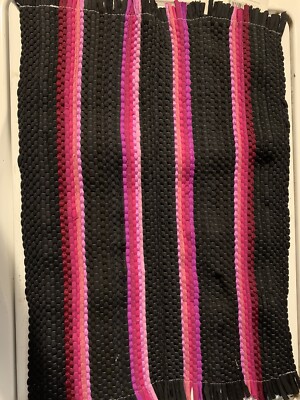 Black And Pink Rag Rug 16x23