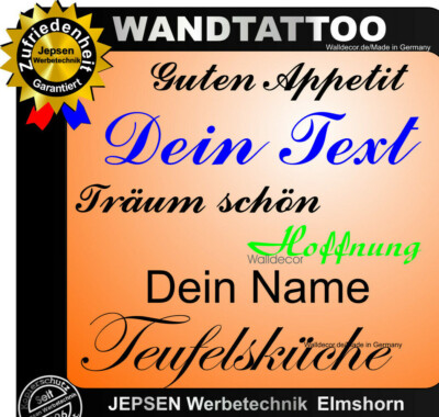 Aufkleber Text Name 40cm Wunschtext Wandtattoo mit Schrift und Farbwahl