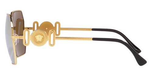 Versace VE2248 10027P Sunglasses Gold Frame Brown Mirror Gold Lens 58mm - Picture 3 of 5