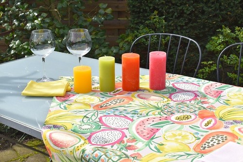 Tischdecke Provence Baumwolle 85x85 cm bunt Obst Motivdruck aus Frankreich - Picture 5 of 7