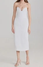 $550 MARA HOFFMAN Women's White Isla Linen-Blend MIDI Dress Size 2