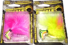 Blakemore 3/8 Salmon Steelhead Runner Maribou Jigs (Lot of 2-Firetiger/Pk Smelt)