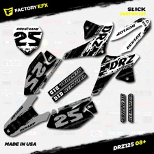 Gray & White Slick Racing Graphics Kit fits 08-22 Suzuki DRZ125 DRZ 125 Decals
