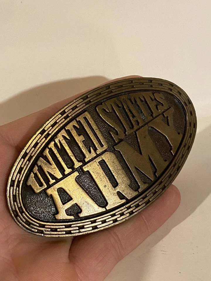 Hebilla de cinturón vintage de latón macizo PROGRAMA DE ENTRADA RETRASADA EJÉRCITO DE ESTADOS UNIDOS Foto 4 de 4