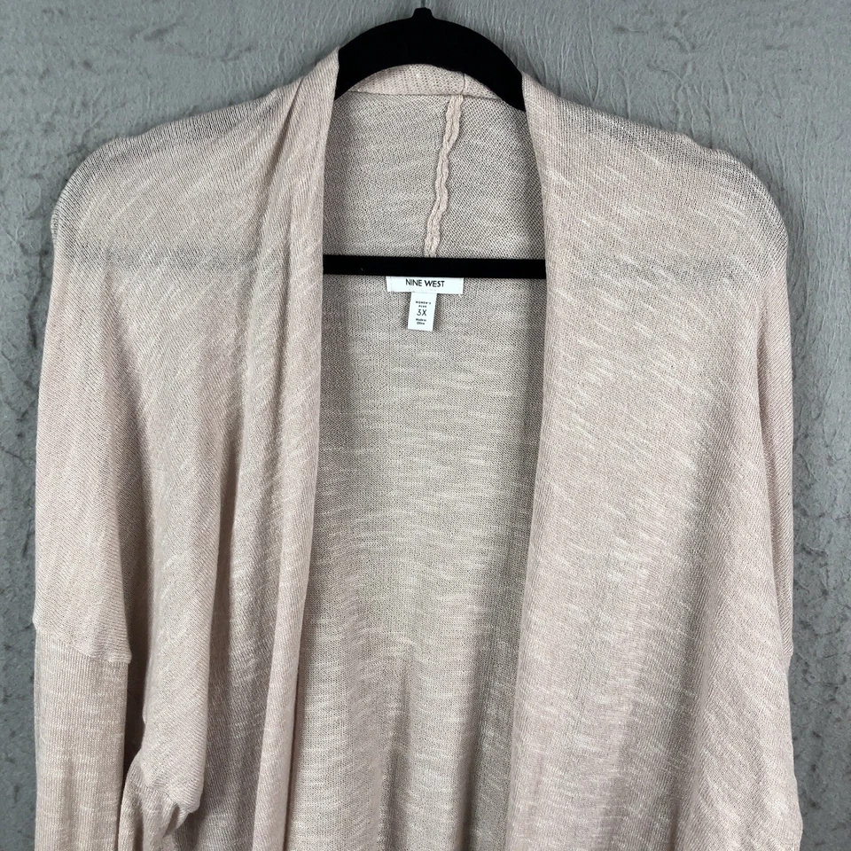 Cardigã Feminino Bege 3X Plus Size Bege Suéter Espanador Escritório Carreira Drapeado - Imagem 2 de 4