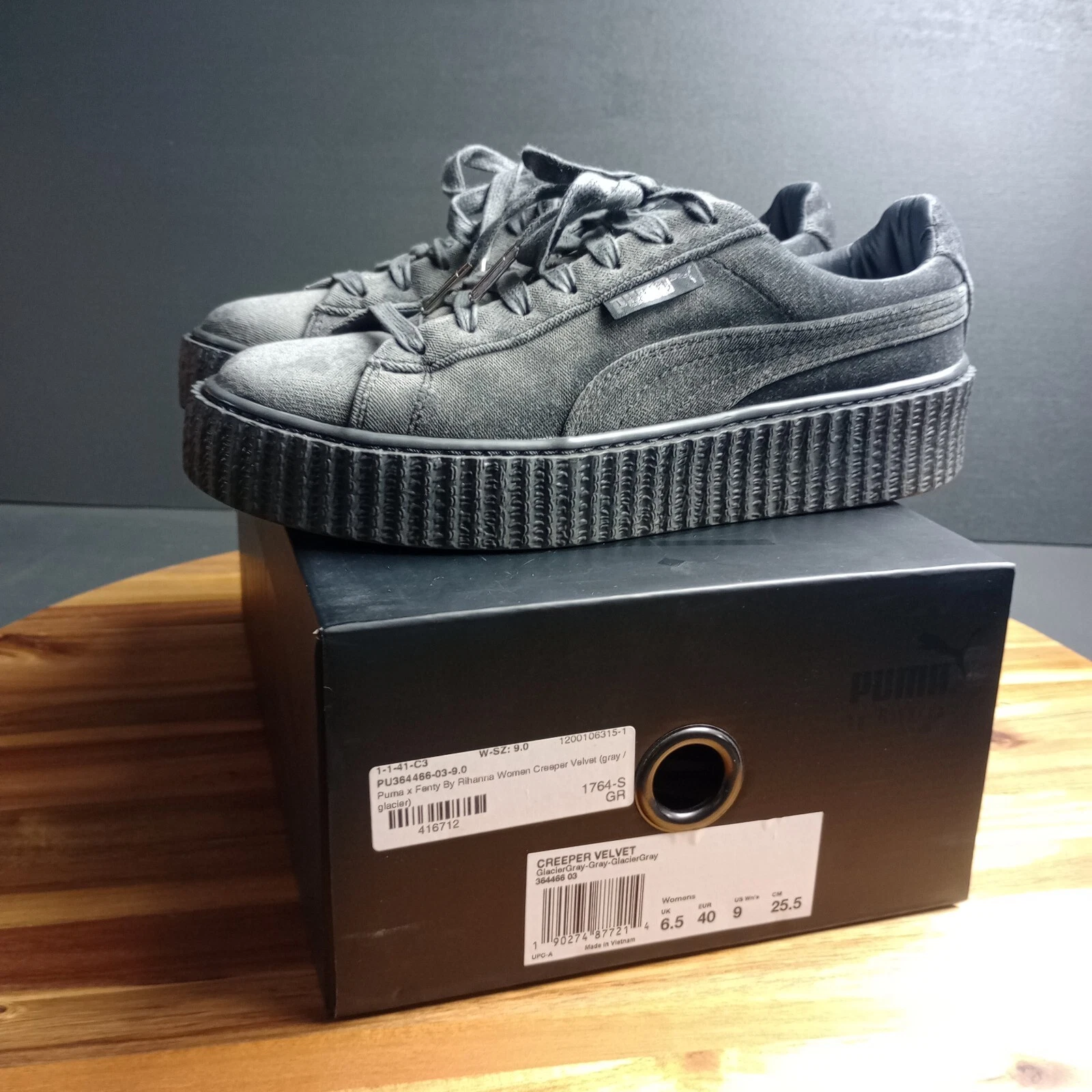 Sneakers Puma X Fenty Rihanna scamosciate plateau creeper donna grigie taglia 9