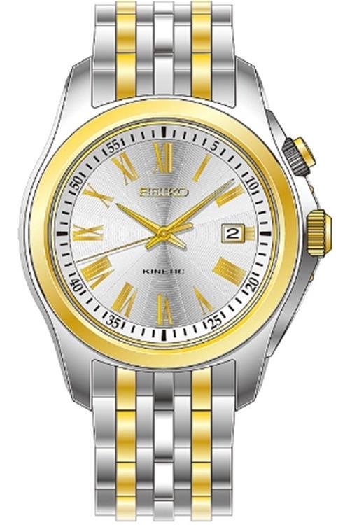 Seiko Men's Kinetic SKA470P1 Stainless Steel Gold Silver PVD