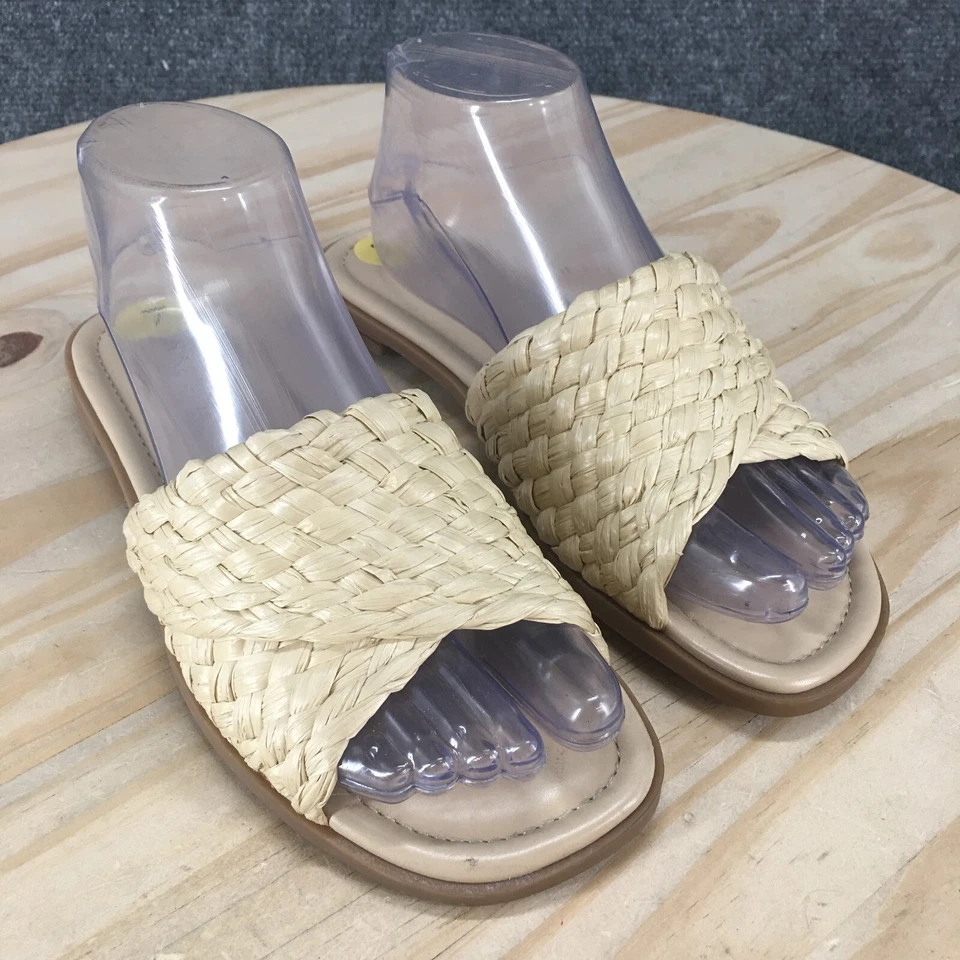 Sandalias Nine West para mujer 7 M deslizables correa plana cómoda tejida beige Foto 3 de 4