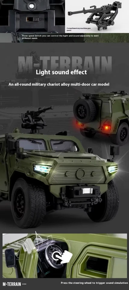 Large 1:18 DongFeng Warrior Military Armored Vehicle ORV Alloy Diecast Model Car - Image 4 of 4