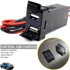 Dual 2 USB Port Car Charger Socket Charging Power Adapter Outlet for Toyota 12V,
