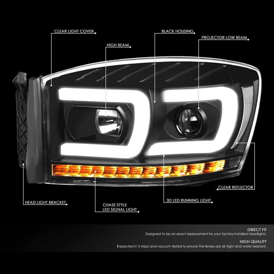 PARA CAMIÓN RAM 2006-2009 DOBLE LED DRL + LÁMPARA DE FARO PROYECTOR DE SEÑAL SECUENCIAL Foto 2 de 4