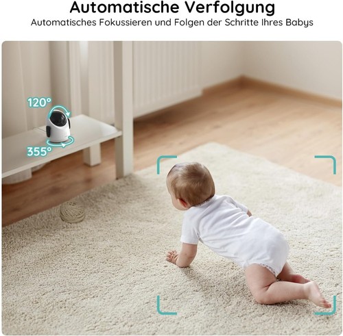 BOIFUN Babyphone mit Kamera, 360 Gard WLAN 2MP Video Babyfon mit App, 4×Zoom,... - Picture 6 of 9
