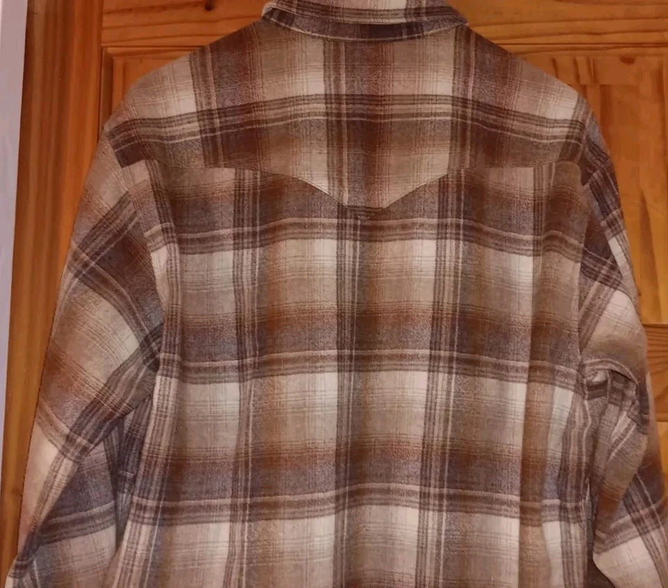 Camisa DE COLECCIÓN Pendleton Lana Virgen OCCIDENTAL Cuadros Perla Snap EE. UU. 50" XL Foto 2 de 4