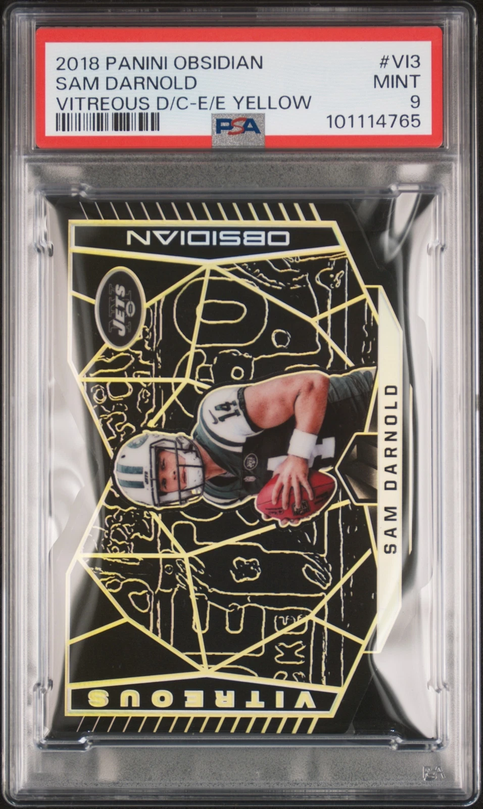 Sam Darnold Panini Obsidian Vitreous Die-Cuts #VI3 Electric Etch Yellow