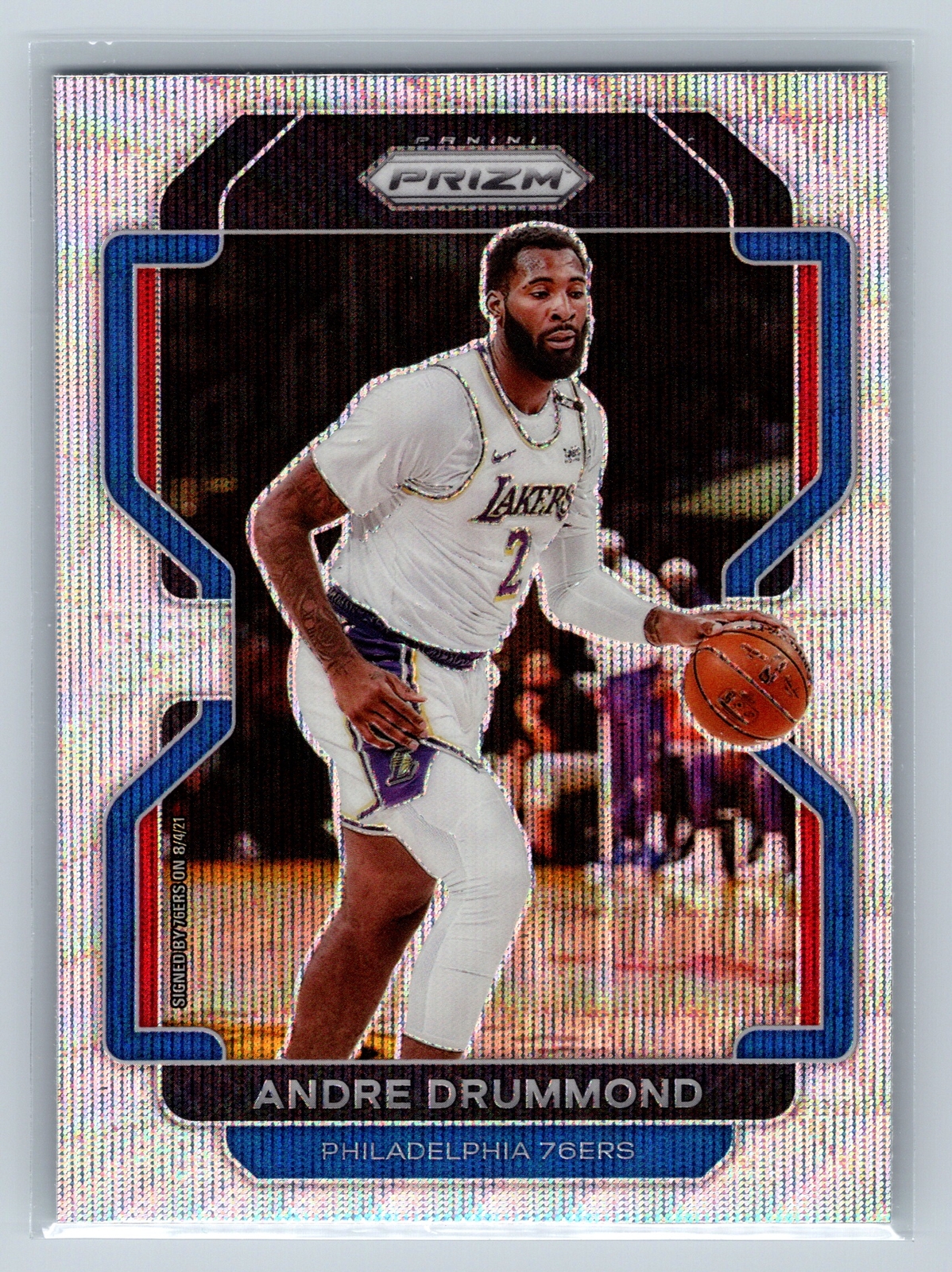 2021-22 Panini Prizm #5 Andre Drummond Silver Wave Philadelphia 76ers