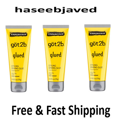 Lot of 3 Got2b Glued Styling Spiking Hair Glue 6oz Water Resistant Got 2 B Glued