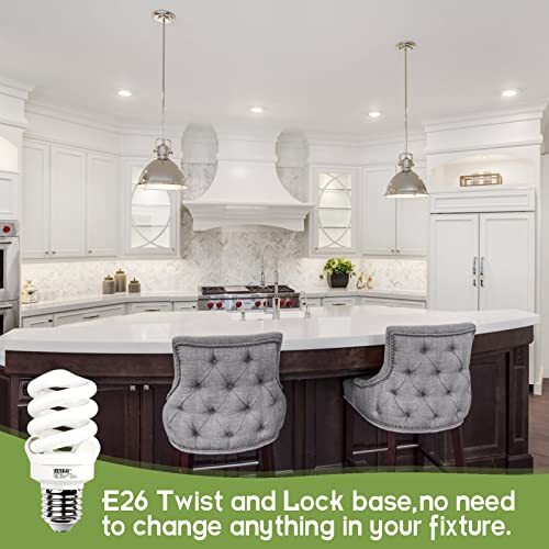 E26 Spiral CFL Light Bulbs Medium Base 1Watt (60Watt Equivalent) Soft White 3