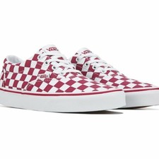 maroon and white checkered vans
