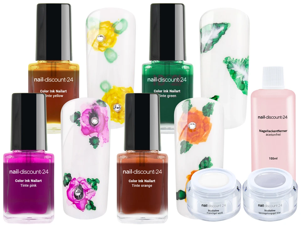 Ink Color NailArt Farbe Tinte XXL 12ml Polish Blooming Smoke Lack white Gel Set - Bild 2 von 4