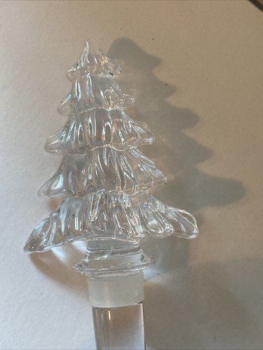 Mikasa Crystal Christmas Pine Tree Wine Bottle Stopper 5 3/8" long no chips - Picture 3 of 4