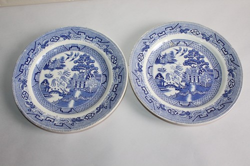 6 assiettes plates en faïence Hamage Moulin des Loups modèle Willow N° 1 - Picture 7 of 10