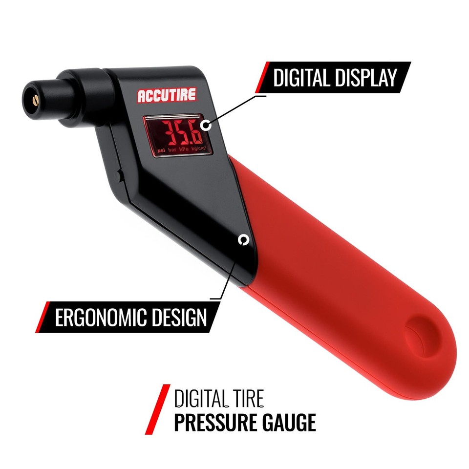 MS4021R Digital Tire Pressure Gauge with 4 Valve Caps, 5150Psi (Psi