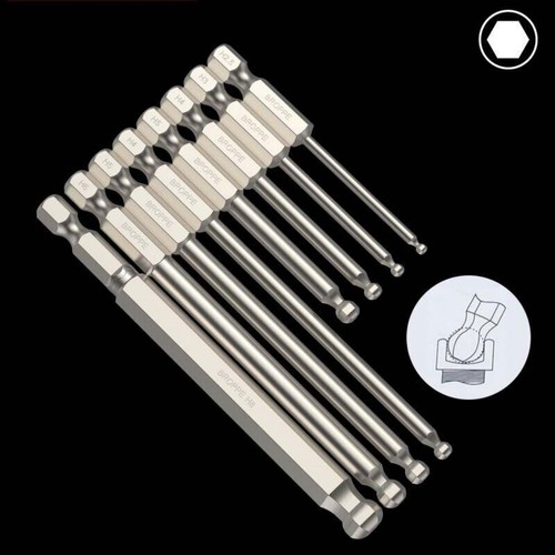 1/4" Shank Hex Magnetic Screwdriver Drive Drill Bits Ball Head H2/2.5/3/4/5/6/8 - Picture 3 of 33